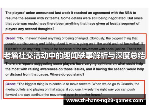 老詹社交活动中的趣闻轶事解析与深度总结